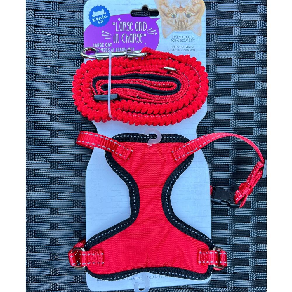 Whisker City Red Large Cat Harness and Leash Set